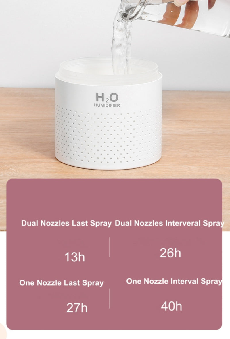 Large Capacity wireless dual spray nozzle Air humidifier an night light